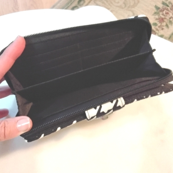 Vera Bradley Quilted Turnlock AND FULL Zip Around Wallet Midnight Houndstooth - Picture 9 of 10